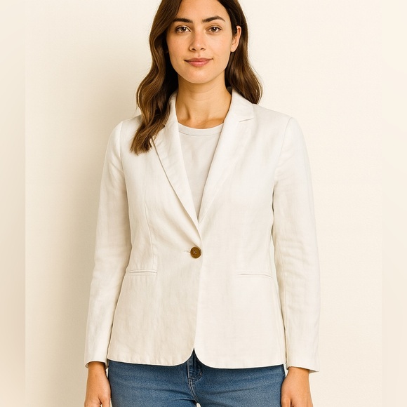 Tahari Jackets & Blazers - Tahari Linen Blazer 8 P Women's Coastal Grandmother White Sophisticated Luxury